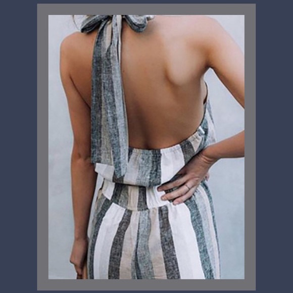 Boutique Pants - Sleeveless Open Back Halter Wide Leg Jumpsuit NWT